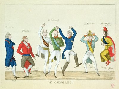 Satirical Cartoon Depicting the Key Protagonists in a Dance at the Congress of Vienna in 1815 by French School
